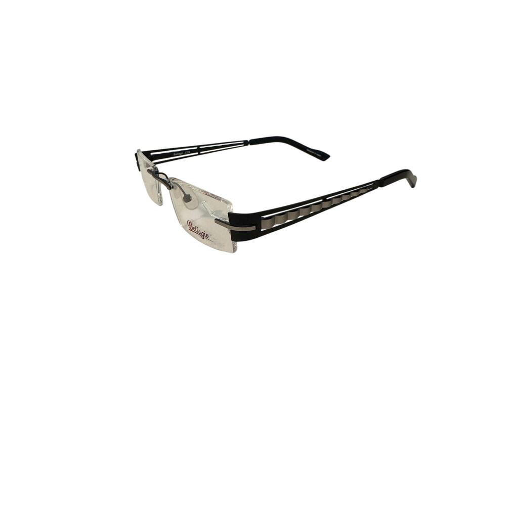 NEW Bellagio b647 Co3 Rimless Black and silver rectangle Y2k Eyeglasses